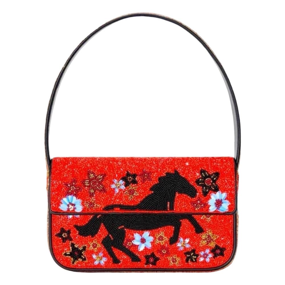 Staud Tommy Bag Purse Year of the Horse Red Black Beaded Limited Run NEW Tags